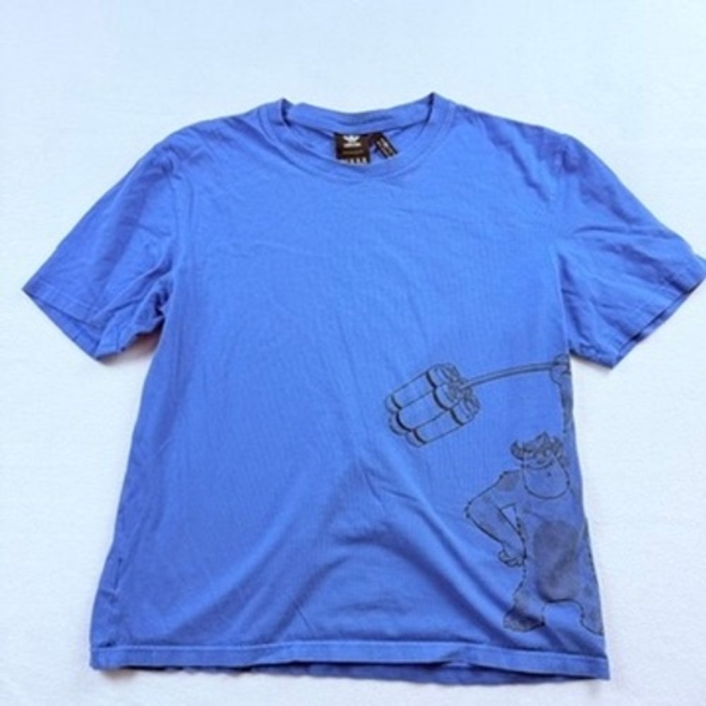 Adidas T-Shirt Mens Medium Blue Pixar Monsters Inc Sulley Graphic Tee Disney Fun